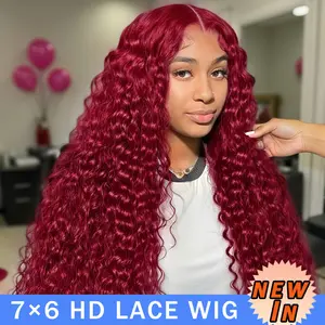 [New In] Tahikie 200% Density 99J 7x6 Glueless CLosure With Drawstring One-Step HD Lace 13x6 Frontal HD Lace Curly Wave Human Hair Wigs For Women TikTokShopSummerTurnup dealsforyoudays