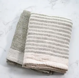 Olive Stripe Waffle Towels