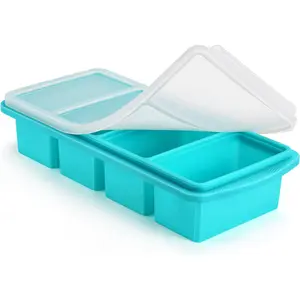 Silicone Freezer Tray with Lid | 1 Cup BPA Free Food Storage Tray for Meal Prep, Soup, Broth & Baby Food Freezing