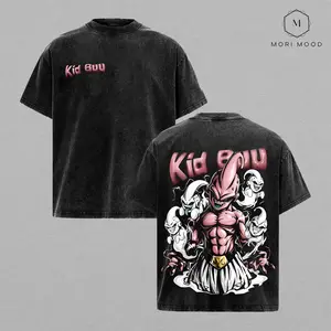 Kid Buu T-Shirt, Vintage Washed Villain Graphic Tee, Oversized Heavyweight Anime Shirt, DBZ Manga Streetwear, Soft Washed Finish, Unisex Anime Merch, Gift for Majin DBZ Fans