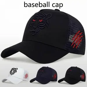 Tiger Head Embroidery Snapback Hat – Unisex Mesh Baseball Cap Adjustable Trucker Hat for Outdoor Sports, Travel, Beach Vacation