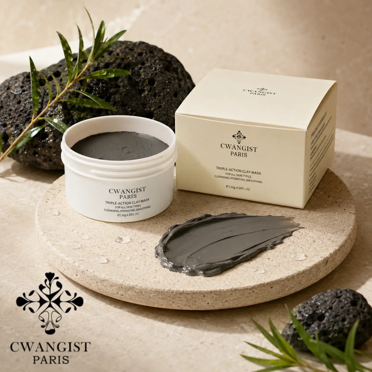 Cwangist Paris Triple-Action Clay Mask - Anti-Aging, Deep Cleansing, Exfoliating - Natural Skincare for All Skin Types