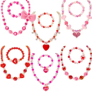 PinkSheep Kids Classic Jewelry - 6 Sets of Beaded Necklaces & Bracelets for Girls, Versatile Accessories for Various Occasions