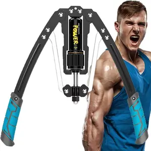 Adjustable Hydraulic Power Twister Arm Exerciser, 10-Gear Steel Forearm Grip Strengthener with Non-Slip Handles, 22-440lbs Chest Expander for Home Gym Workouts