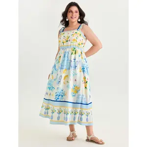 BLOOMCHIC Plus Size European Summer Print Pockets Maxi Dress [M-6X]2026 Summer Vibes Swimweek