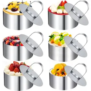 Cake Mold Rings With Pushers, 3.15inch, Stainless Steel Mousse Cake Ring, Tart Rings, Pancake Molds, Baking Tools, Kitchen Gadgets, Kitchen Accessories, Home Kitchen Supplies