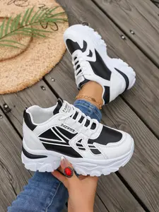 Women's Heeled Shoes Thick Sole Dad Sneakers Spring Collection, Short Stature Inner Lift Casual Sports Anti-Slip Travel Shoes Platform Sneakers