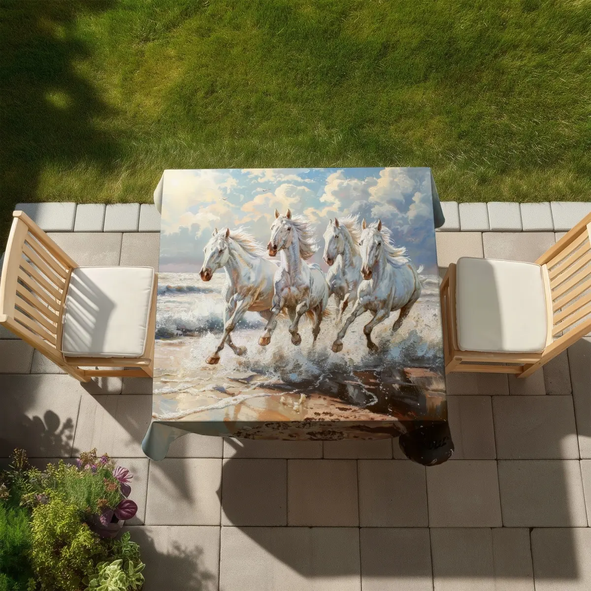 360 Stand Stain-Proof Splash-Resistant Weather-Resistant Tablecloth, C1TC585889S15N Model, 58x58 in, Indoor & Outdoor Home Decor Essential for Outdoor Furniture Tables, Weather-Resistant Tablecloths, Indoor-Outdoor Tablecloths