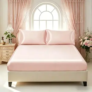 Luxury Satin Sheet Set, 3-Piece Ultra Soft & Skin-Friendly, Includes 1 Fitted Sheet and 2 Pillowcases, Suitable for Hotels and Home Use.