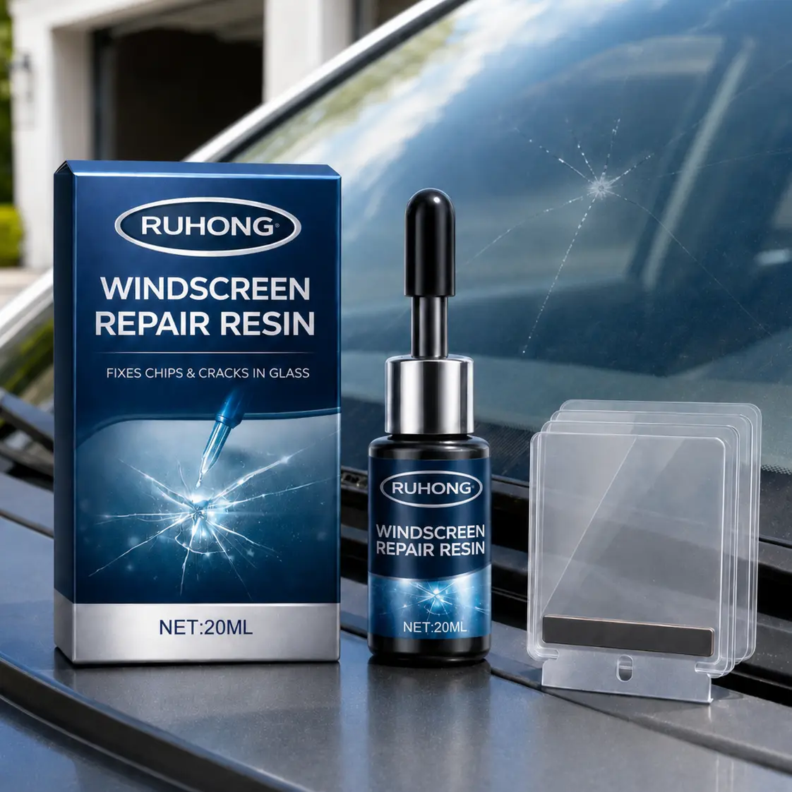 Auto Windshield Crack Repair Kit  Glass Crack Fluid  Liquid for Chips and Bulls-Eye & star crack Damage for Front and Rear Easy DIY Solution
