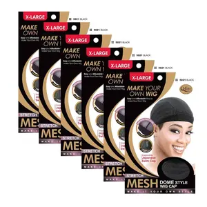 Qfitt Extra Large Mesh Dome Wig Caps 6 Pack - Breathable Stretchy Dome Style Wig Caps for a Secure Comfortable Fit Under Wigs and Weaves