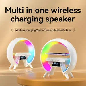 4-in-1 Smart LED Table Lamp, Integrated Wireless Phone Charger, Bluetooth Speaker, Digital Alarm Clock & Soft Night Light, App-Controlled Multifunctional Bedside Lamp, Modern Decor Lighting for Bedroom, Office & Home Interior
