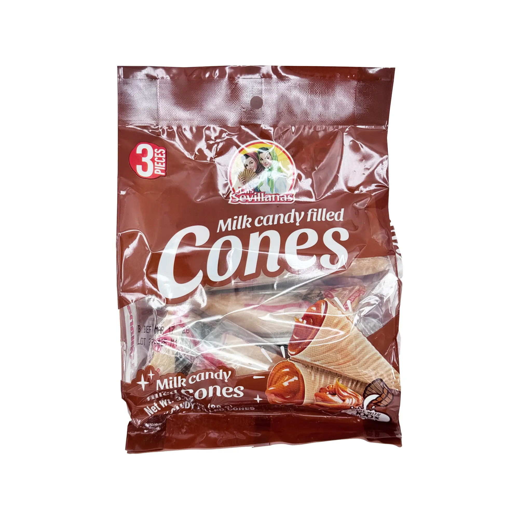 Las Sevillanas Milk Candy Filled Cones – Conos Rellenos de Cajeta, 3-Pack, Dulce de Leche, Mexican Candy, Dulces Mexicanos