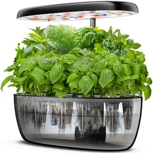 Ahopegarden Indoor Garden Hydroponics Growing System: 10 Pods Plant Germination Kit Herb Vegetable Growth Lamp Countertop with LED Grow Light - Hydrophonic Planter Grower Harvest Lettuce