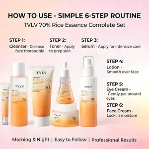 Tvlv Rice Essence Lotion Repairing Toner Cleanser Cream Anti-Wrinkle Eye Cream Hydrating Moisturizing Breathable Gift for Mom
