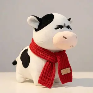 Aesthetic Chunky Cow Plush | Soft Grumpy Cow Desk Pet