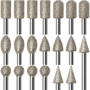 20 count 120 Grit  Grinding Bits Compatible with Dremel Rotary Tool with 1/8" Shank  Drill Bits for Stone Glass Carving Engraving DIY Grinding Polishing