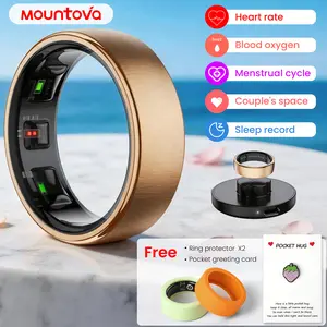 M5 Smart Ring for Women with Heart Rate Blood Oxygen Sleep Monitoring Pedometer Fitness Tracker and Exquisite Appearance Golden,  health management