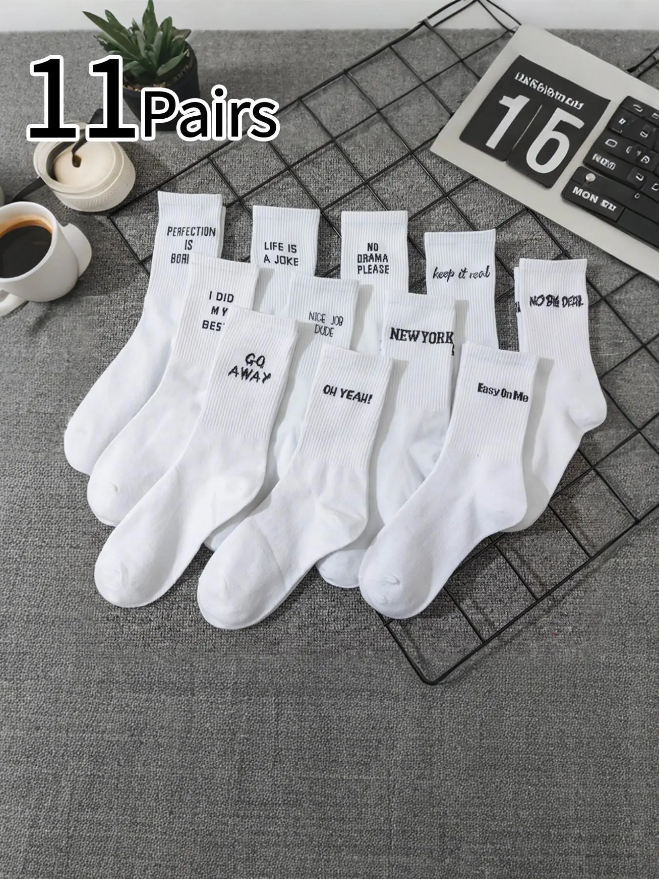 Unisex Crew Socks, Plain Letter Mid-Calf Socks, Comfortable Soft College Style, Breathable Sweat-Absorbing, Casual Daily Wear, Everyday, Casual Stylish Socks