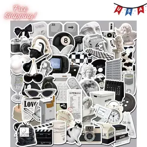 61pcs Vintage Black & White Fashion Style Stickers