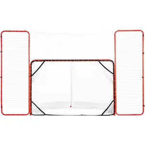 VEVOR Hockey Goal with Backstop and Targets, Street Steel Hockey Net, 72" Pro Hockey Training Goal Set, Portable Indoor Outdoor Hockey Goal with Net, Easy Assemble, White/Red