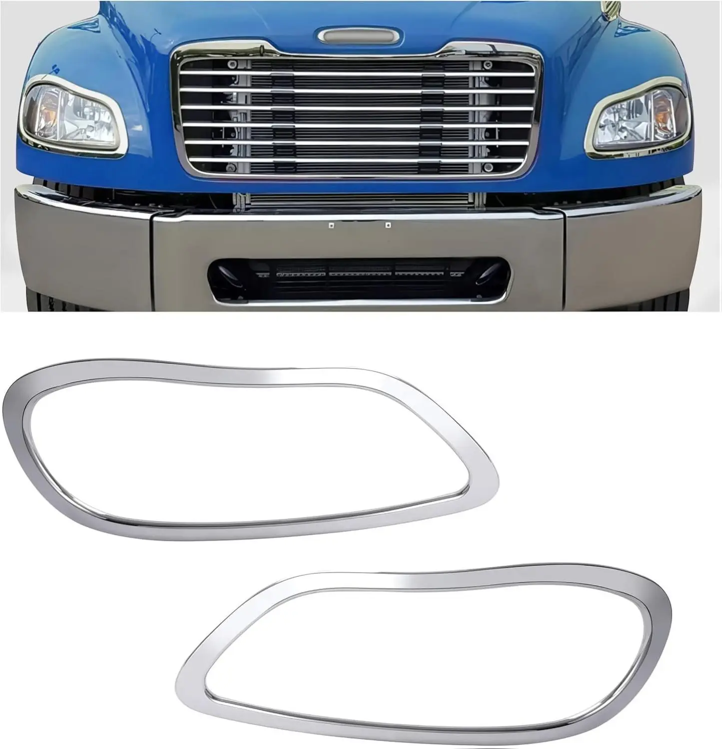 HECASA 2Pcs Headlight Bezel for 2002-2018 Freightliner Business Class M2 100 106 112 Chrome Trim Replacement A1714930-000 A1714930-001 Driver & Passenger Side