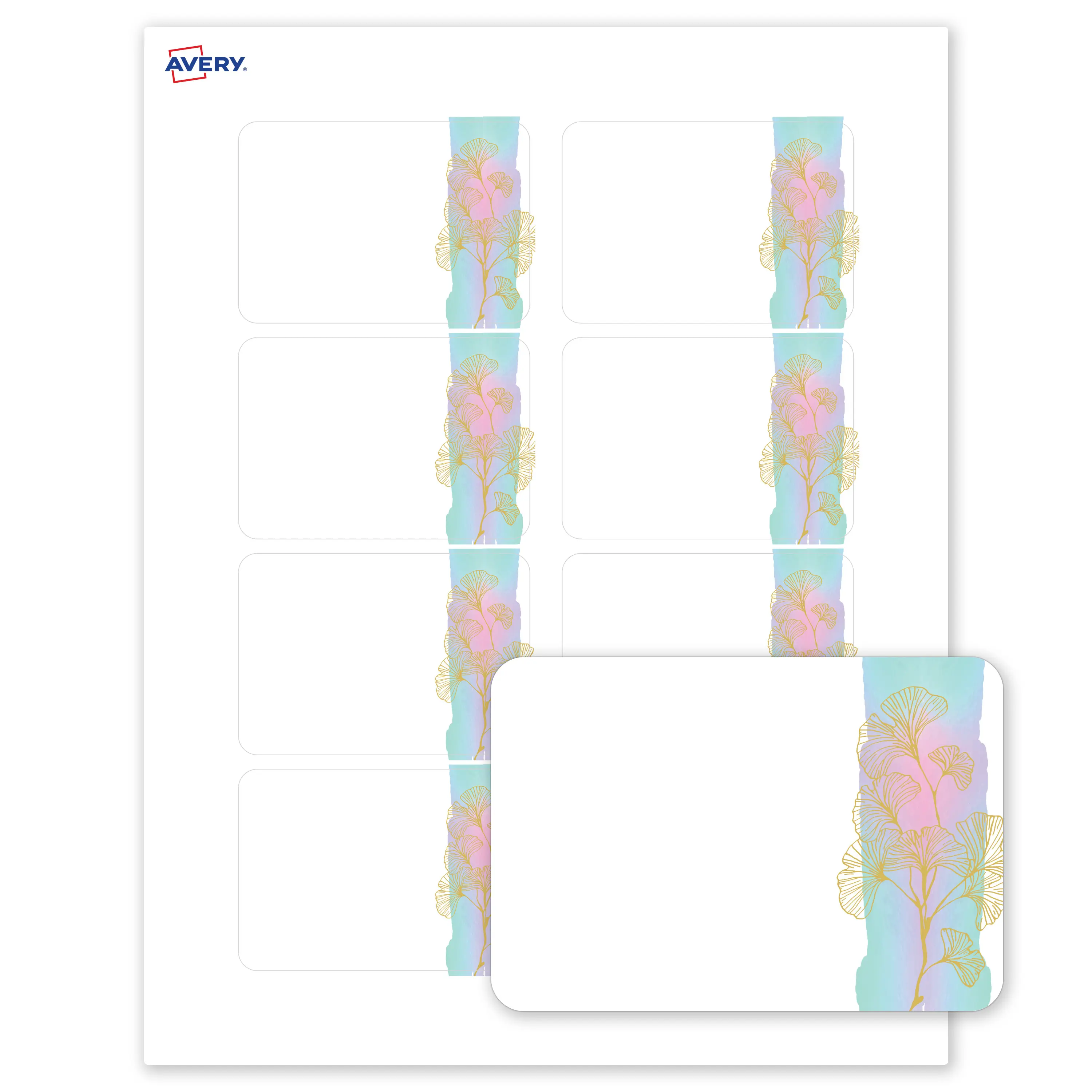 Avery® Printable Rectangle Adhesive Name Badges, Pre-Printed Floral Design, Matte White, 2-1/3" x 3-3/8", Laser & Inkjet Compatible, 80 Total, Great for Branding, Marketing, and Events
