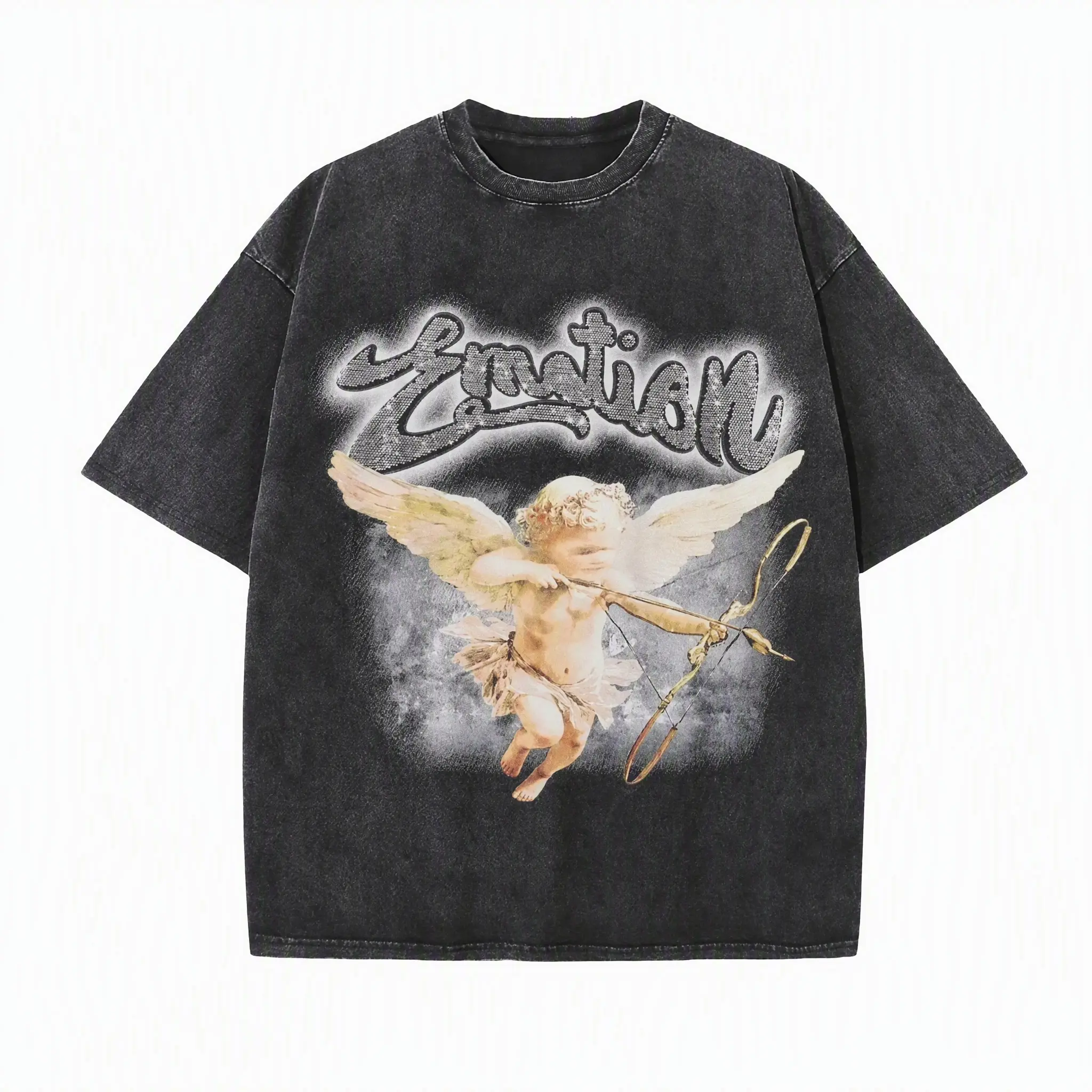 Retro love angel cupid vintage y2k aesthetic graphic tee unisex oversized acid washed heavyweight cotton crew neck short sleeve loose fit soft breathable romantic streetwear daily hangout travel summer comfy casual everyday wardrobe staple lightweight men