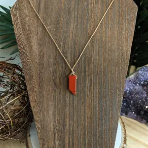 Crystal Bar Necklace - Red Jasper