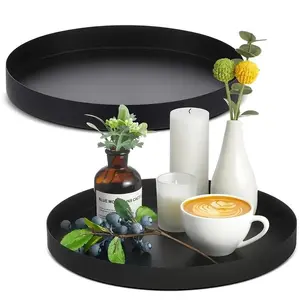 Round Tray, Modern Serving Tray, Decorative Tray for Home Kitchen & Bathroom, Household Decor Supplies for Living Room & Bedroom, Plates