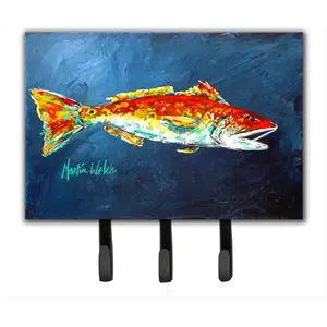 212 MAIN Red Fish Metal Wall Mount Hook Hanger - 6x9 In., Wall-Mounted Decor for Hanging Leashes, Keys