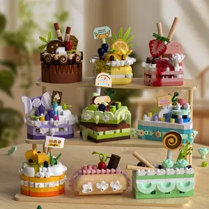 Perfect gift box set, birthday cake, strawberry cake, birthday gift decorations 184pcs + afternoon tea mini cakes, tiny particle building blocks for DIY desserts, a great choice for children, friends, or loved ones, holiday gift, birthday gift Cigarette