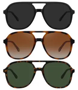 MEETSUN Retro Oversized Aviator Sunglasses for Women Men Trendy 70s 80s Vintage Square Aviators 3 Pack UV400