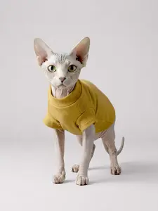 Sphynx Cat Turtleneck | Organic Cotton Rib Knit Short Sleeve Pet Sweater
