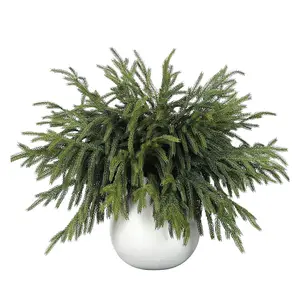 16/32 Real Touch Norfolk Pine Branches, 18 Inch Artificial Christmas Plant Stems, Fake Cedar for Vases, DIY Crafts, Holiday Decor