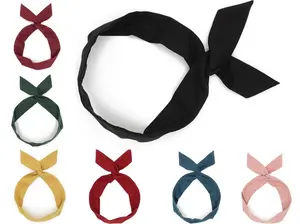 JuneStudioDesign Wired Faux Suede Headband|Tie Knot|Twisted|Fabric|Dolly Bow|Turban|Hair Bun|Ponytail Scarf|Braid Scarf|Hair Wrap|Vintage|Art|Solid Color