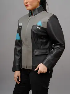 Fanzilla Jackets- [Made to Order] Handmade RK 800 Connor DBH Inspired Black Leather Jacket
