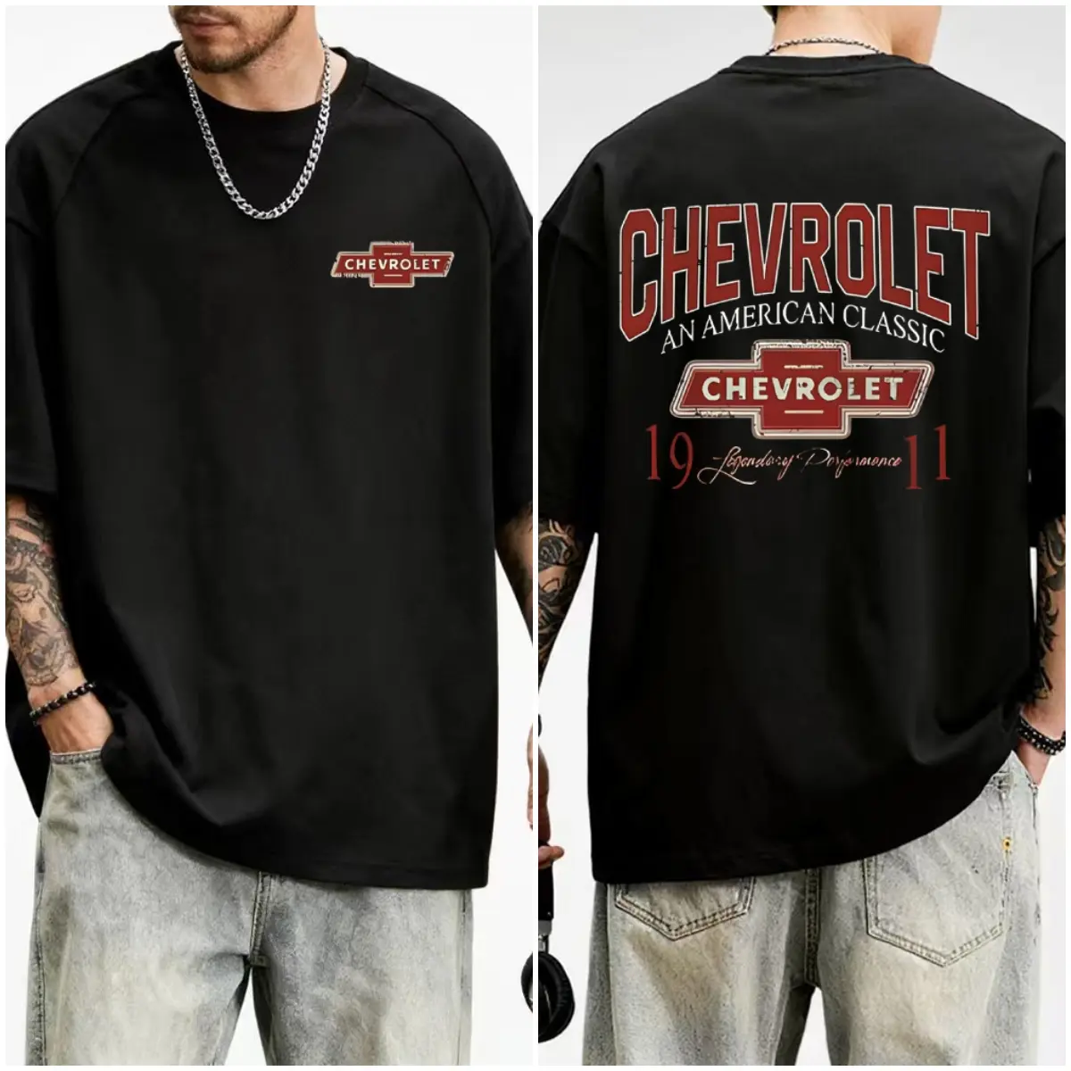 Nova Men Vintage Chevrolet T-Shirt, Classic 1911 Chevy LogoGraphic Tee,Retro American Car Shirt, OversizedStreetwear Top for Men and Men's and women's styles
