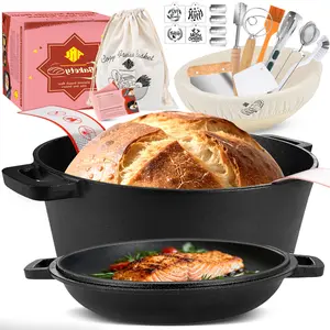 ARC Multi-Use Dutch Oven: 5QT Cast Iron with Lid - Lid Can Also Be Used as a Pan - Novice Set for Bread Baking - Sourdough, Stews & Everyday Meals