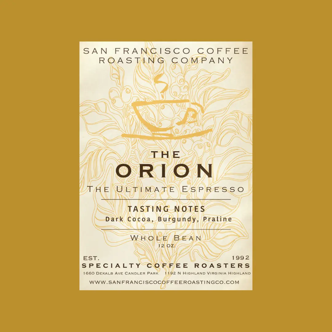 San Francisco Coffee Roasting Company The Orion Espresso Blend 16 oz - Dark Cocoa Burgundy Praline - Specialty Coffee Roasters with Fig & Chocolate Notes