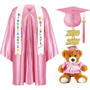7 Pcs Kindergarten Graduation Gown Cap 2026 Preschool Graduation Accessories Stole Tassel Sash Charm Bear Gifts