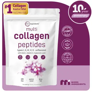 Micro Ingredients Multi Collagen Peptides Powder - Hydrolyzed Protein Peptides (Type I,II,III,V,X) with Hyaluronic Acid, Biotin & Vitamin C Unflavored Micro Ingredients Multi Collagen Peptides Powder - Hydrolyzed Protein Peptides (Type I,II,III,V,X) with Hyaluronic Acid, Biotin & Vitamin C Unflavored
