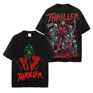 MJ Thriller Premium Acid Washed Shirt, King of Pop Horror Music Graphic Shirt, Pop Music Legend Shirt, MJ Fan T-Shirt, T-Shirt, Thriller Fan Graphic Tee