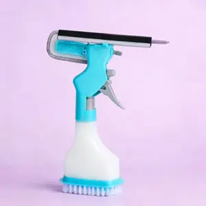 4-in-1 Window Cleaning Tool Set with Spray Wipe Squeegee & Scrub 1pcs for Windows Mirrors Shower Door No Streak Easy Clean Home Cleaning Tool All-in-One Glass Cleaner