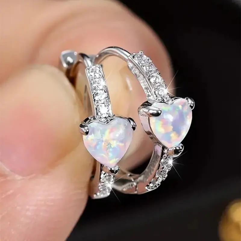 Fashion Heart Shaped Hoop Earrings, Hoop Earrings, Copper Inlaid Zircon, Fashion Jewelry for Party, Daily Decor, Trendy All-match & Exquisite Jewelry for Birthday Gift, Fashionable Hoop Earrings