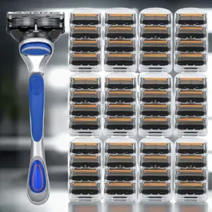 Classic Men's Manual Shaving Tool Set, Includes Handle & 8-48 Replacement Blades, Smooth Shave, Washable Razor for Face, Safety Razors