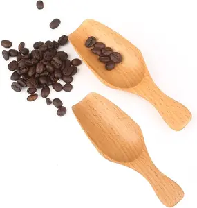 Wooden Coffee Scoop Set, 2 Pcs Wooden Scoops for Jars, 15ML Durable Bath Salt Scoop for Ground Coffee, Multi-Purpose Kitchen Scooping Tool for Jars, Bath Salt Scoops for Home & Kitchen