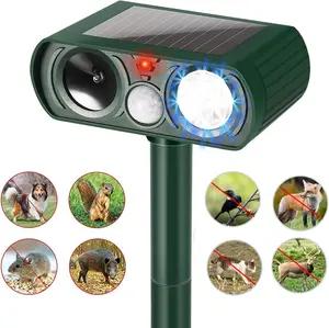 Animal Repellent Solar Powered Ultrasonic Animal Repellent Motion Sensor and Flashing Light Outdoor Weatherproof Farm Garden Lawn for Cat Dog Coyote Bird Skunk Snake Raccoon Rabbit Squirrel (1 Pack)