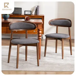 RIMIKING Modern Wooden Dining Chair (1 carton 2pcs) with Upholstered Seat, Ergonomic Curved Backrest, Rubberwood Frame