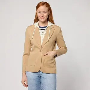 Tower Hill by Christie Brinkley Crochet Zip-Out Dickey Blazer